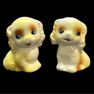 Vintage 1950s Cocker Spaniel Ceramic Salt and Pepper Shakers Kitschy Mid-Century